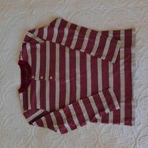 J Crew Crewcuts Red and Cream Striped Henley Shirt Boys 10